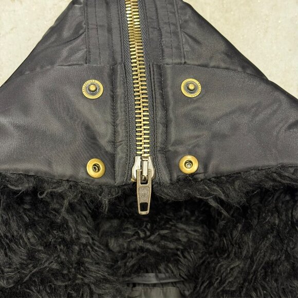Balenciaga Hooded Bomber Jacket Faux Fur Hood Oversized Zip Blackk Large - Picture 4 of 14